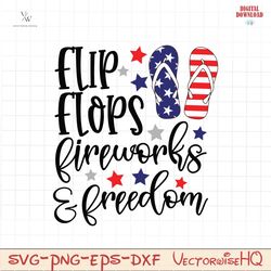 Flip Flop fireworks and freedom SVG PNG, 4th of July SVG Bundle