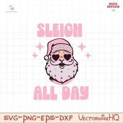 Pink Santa Sleigh All Day SVG