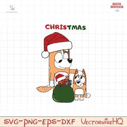 Christmas Chilli Heeler And Bingo SVG