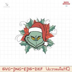 Retro Santa Grinch And Leaves SVG