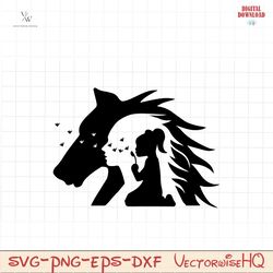Horse Woman Girl Silhouette SVG | Horses SVG | Farm Animal Stencil T-Shirt Clipart Vector Graphics | Cricut Cut Files