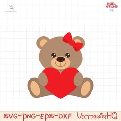 INSTANT Download. Cute Valentine bear girl svg cut file. Commercial license is included. Vbg_4.