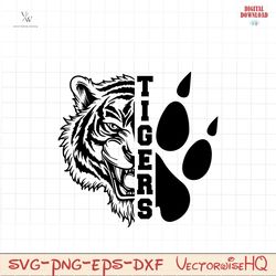 Tigers Svg Png , Tiger Head , Tigers Mascot Svg , Tiger Shirt , Tiger Clipart , Heat Transfer Design , Digital Download
