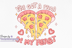 Retro Valentine Pizza PNG Sublimation