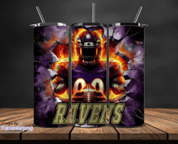 Baltimore Ravens Tumbler Wrap, Crack Hole Design, Logo NFL Football, Sports Tumbler Png, Tumbler Design 26