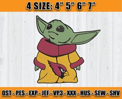 Cardinals Embroidery, Baby Yoda Embroidery, NFL Machine Embroidery Digital, 4 sizes Machine Emb Files -16 -Tumblerpng
