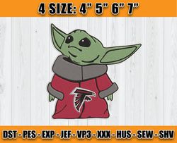 Atlanta Falcons Embroidery, Baby Yoda Embroidery, NFL Machine Embroidery Digital, 4 sizes Machine Emb Files -26-Tumblerp