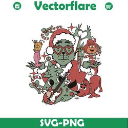 Retro Christmas Grinch Friends SVG