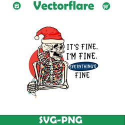 Vintage Skeleton Santa Its Fine Im Fine SVG