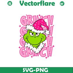 cute pink grinch christmas hat svg