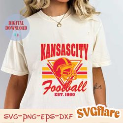 Vintage Kansas City Chiefs Football Svg Digital