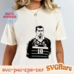 Zinedine Zidane decal, sticker for car SVG files, for cricut design poster, vintage sweatshirt Zidane shirt pattern PDF,