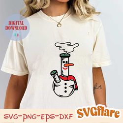 Stoner Snowman SVG | Fun Winter | Cannabis Christmas Weed | Cricut Silhouette Cameo Cutting Printable Clipart Vector Dig