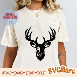 Deer Head SVG, Deer svg, Deer Vector, Deer PNG, Animal svg, Deer svg for Shirt, Deer Clipart, Deer Cut File, Cricut, Sil