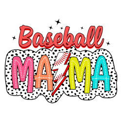 Retro Baseball Mama Sports Lightning Bolt SVG