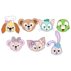 Duffy and friends SVG, easy cut file for Cricut, Layered by colour