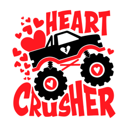 Heart Crusher Svg, Valentines Day Svg Cut File for Cricut, Boy Valentine Svg, Monster Truck Svg, Kids Valentine Shirt Sv