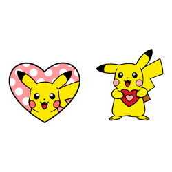 Pikachu Valentines Day Heart Bundle DXF, SVG, PNG Files Pokemon Pikachu Bundle
