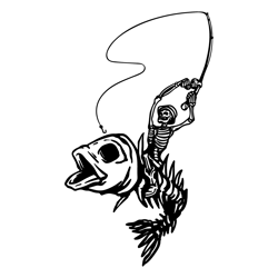 Fisherman Riding Fish Skeleton SVG | Funny Fishing SVG T-Shirt Gift Decal Graphics | Cricut Cut Files Clip Art Vecto