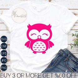 Owl SVG cut file Cute owl girl Sweet Night owl Baby Shower Shirt Bodysuit Kawaii Animal Kids Silhouette Cricut Vinyl Dec