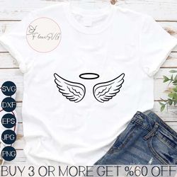 Angel Wings and Halo Svg, Loss Memorial. Vector Cut file for Cricut, Silhouette, Pdf Png Eps Dxf, Decal, Sticker, Vinyl