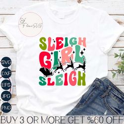Sleigh Girl Sleigh Santa Reindeer SVG