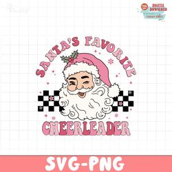 Christmas Cheerleader PNG Sublimation, Santa's Favorite Cheerleader PNG, Cheerleader Pink Christmas Shirt, Cheerleading