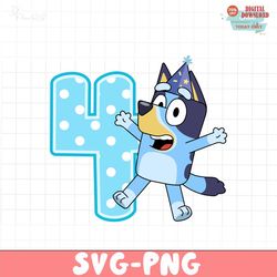 Bluey party supplies 4 SVG, Bluey Birthday numbers SVG