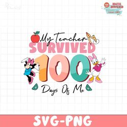 My teacher survived 100 days of me svg ng, 100 Days Of School Png, Back To School Png