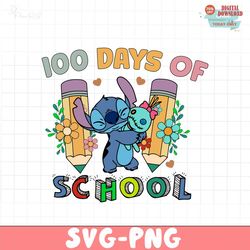 Stitch 100 days of school svg png,100 Days Of School Png Svg