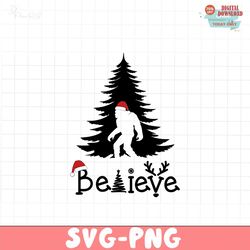 Believe Bigfoot Christmas Tree SVG