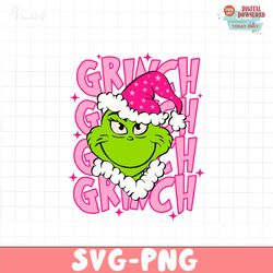 Cute Pink Grinch Christmas Hat SVG