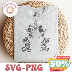 Mickey and Minnie Inspired Vintage Sketch Drawing, SVG, PNG, Cut File, Cricut, Silhouette
