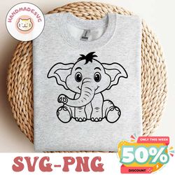 Cute Elephant Illustration, Elephant clipart, Elephant Svg, Elephant Stencil, elephant animal svg, elephant png
