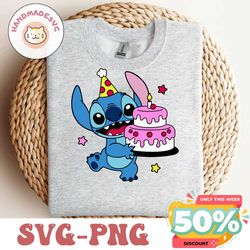 Birthday Cake Stitch DXF, SVG, PNG, eps Files Lilo & Stitch Birthday Celebration