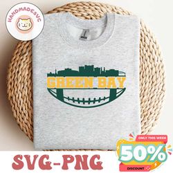 Green Bay Football City Skyline Silhouette Svg, Instant Download for Cricut and Silhouette, Bundle From 2 Svg, Dxf, Png,
