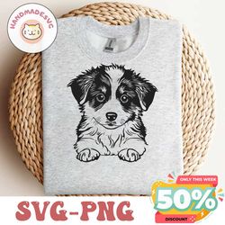 Cute Australian Shepherd puppy SVG file | cut file for cricut | printable png| SVG dxf cut files | laser file | digital