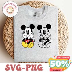 Mickey Mouse Vintage Cute Cuddly Sitting | 1 & 4 color layered | SVG Clipart Images Digital Download Sublimation Cricut