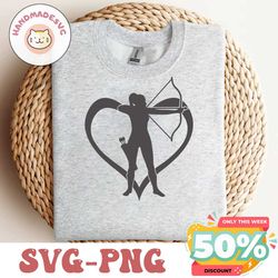 Archery Love Heart Girl Archer SVG File,Archery Girl SVG Vector Art Commercial & Personal Use Cricut,Cameo,Silhouette,