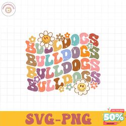 Floral Bulldogs SVG PNG, Retro Game Day Shirt Dtf Transfer, Groovy College Football Team, Bulldogs High School Sublimati
