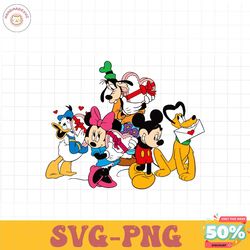 Mickey Group Valentine's Day PNG, Happy Valentine png