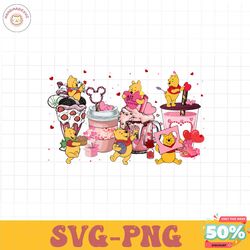 Cartoon Pooh Bear And Friends Png, Valentines PNG Sublimation Design Love
