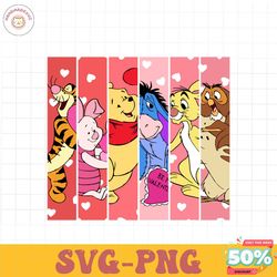 Winnie the Pooh Valentine PNG TUMBLER WRAP,Cartoon Valentine Tumbler Wrap,