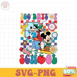 100 Days Of School mickey and Goofy Png, Back To School Png