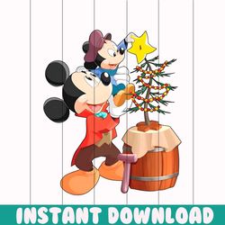 Mickey Mouse With Christmas Tree PNG