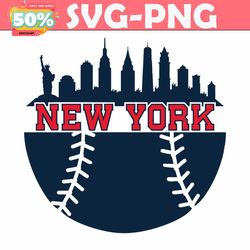 Retro New York Baseball Skyline SVG