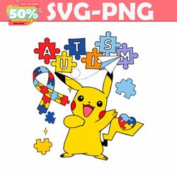 Pikachu Autism Ribbon Puzzle Pieces SVG
