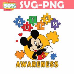 Disney Mickey Autism Awareness Puzzle Piece SVG