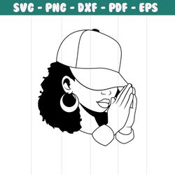 Praying Hands Black Woman Silhouette, african american svg, black woman svg, afro svg,faith svg, religion svg, angel wom