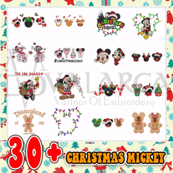 30 Cartoon Movie Embroidery Bundlle, Christmas Mouse Design, Christmas Cartoon Characters File, Instant Download